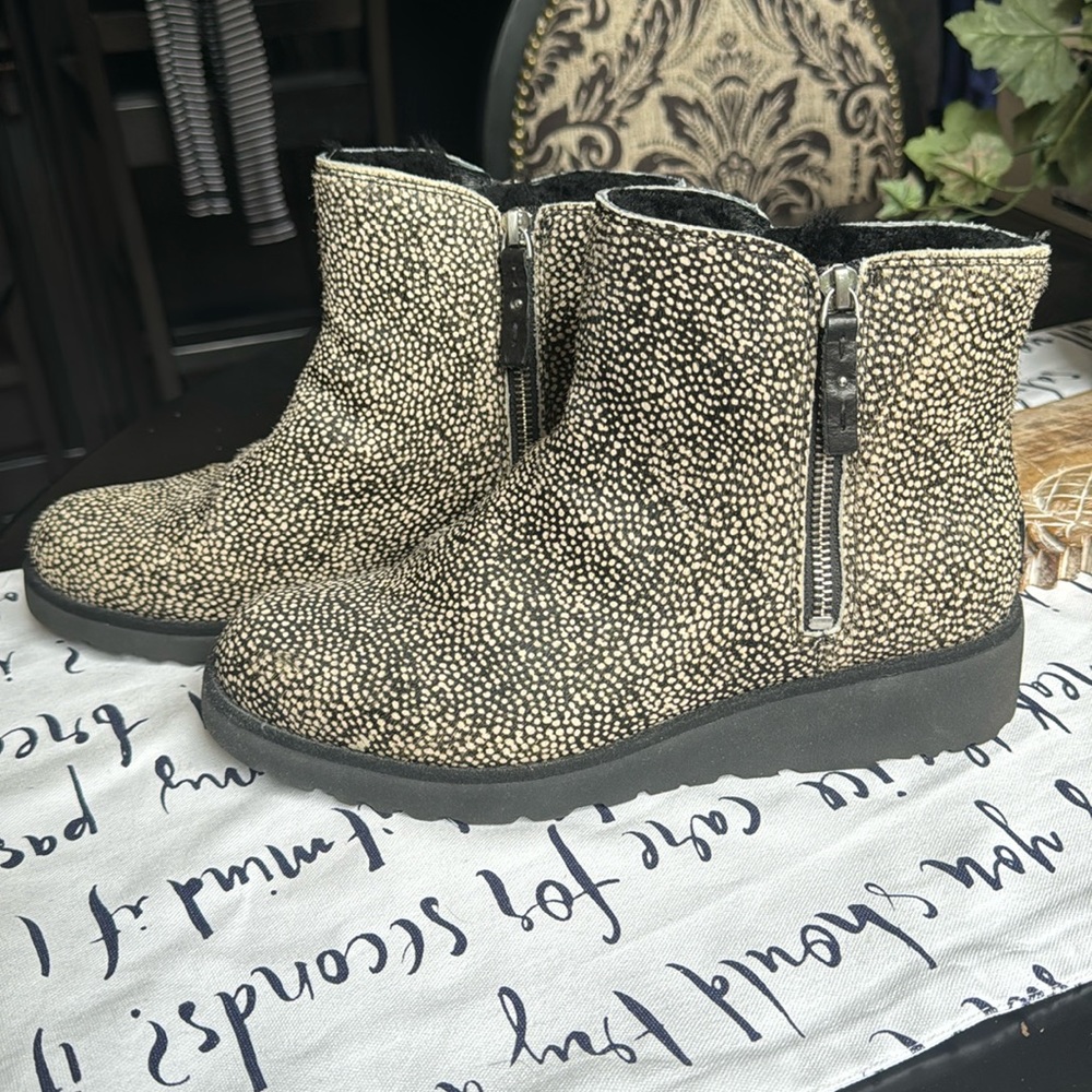 UGG black and white calf hair boots